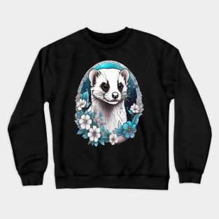 Ferret In Cottage Core and Filigree Style Art Crewneck Sweatshirt